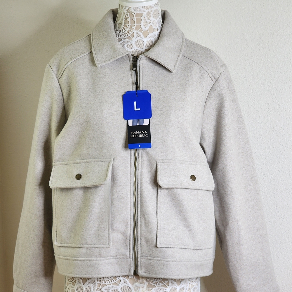 Banana Republic Women's Light Gray Polyester Jacket Size L - Picture 3 of 11